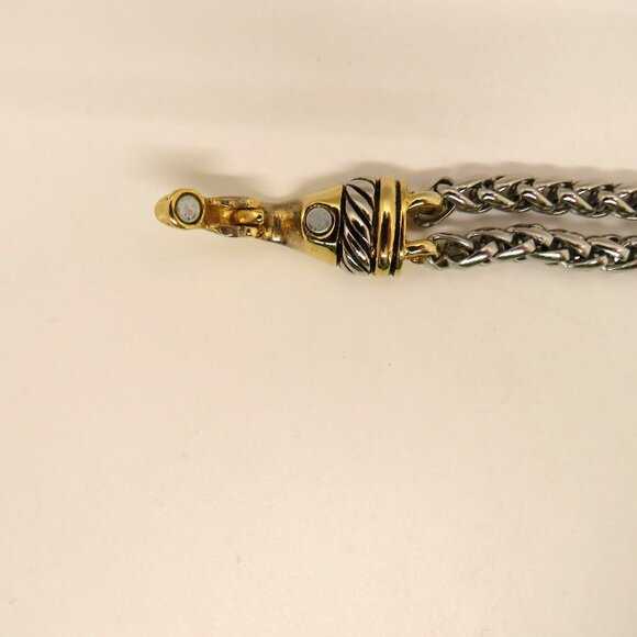Vintage Bracelet Gold Silver Tone Hook Magnetic Clasp Woven Chain Design - Picture 15 of 16